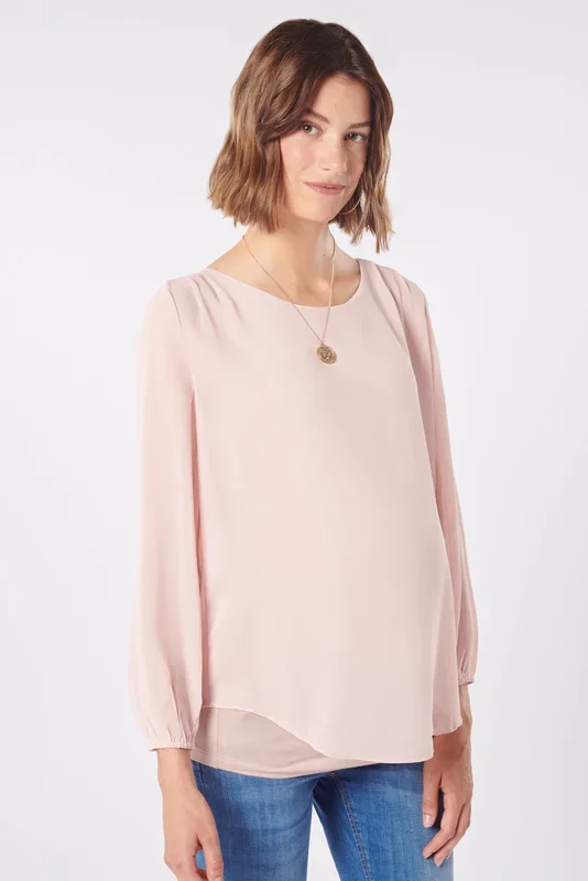 Layered Umstands- und Stillbluse altrosa