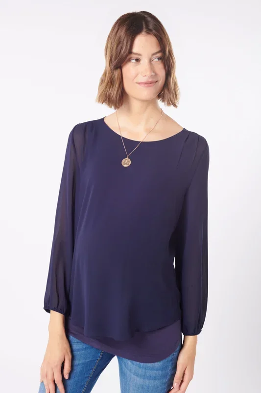 Layered Umstands- und Stillbluse navy