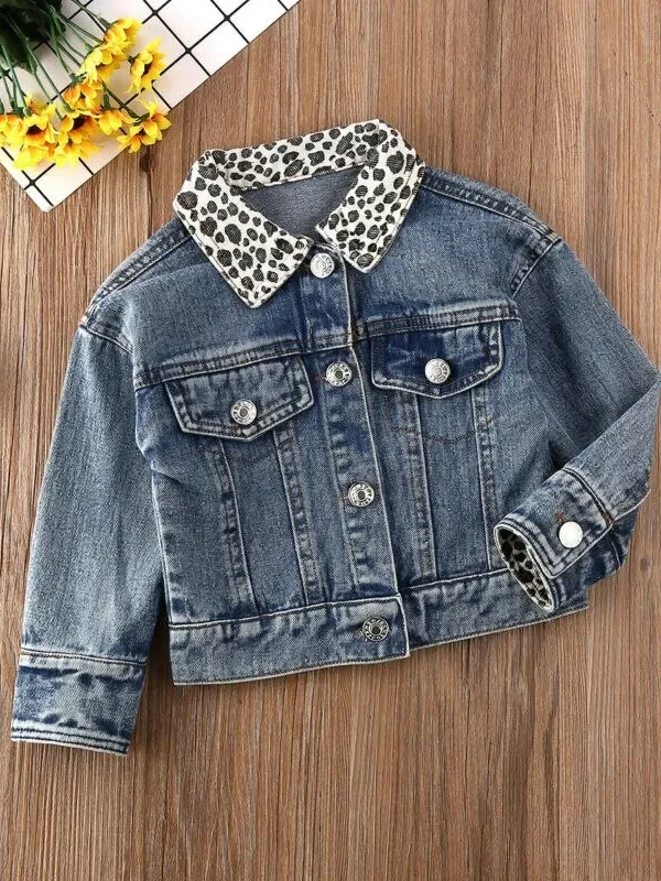 Leopard Lapel Denim Jacket