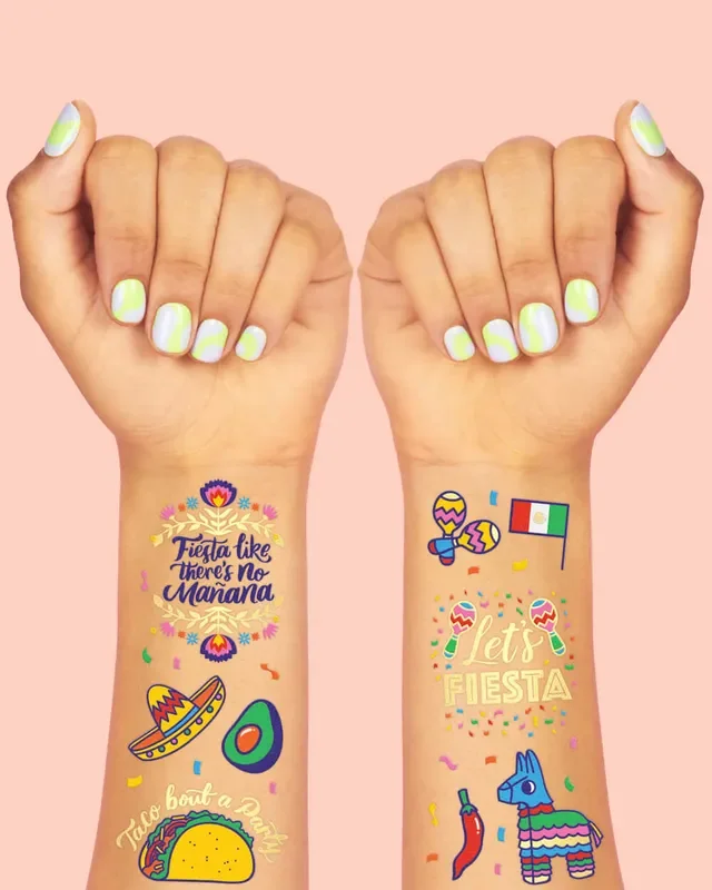 Let’s Fiesta Tats – 40 Foil Temporary Tattoos