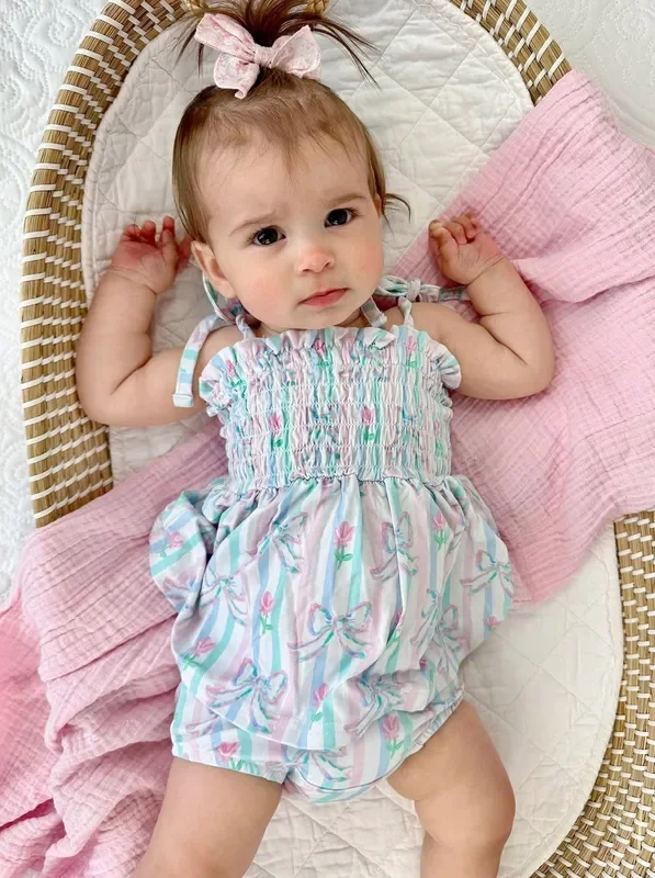 Lila – Smocked Diaper Dress Set