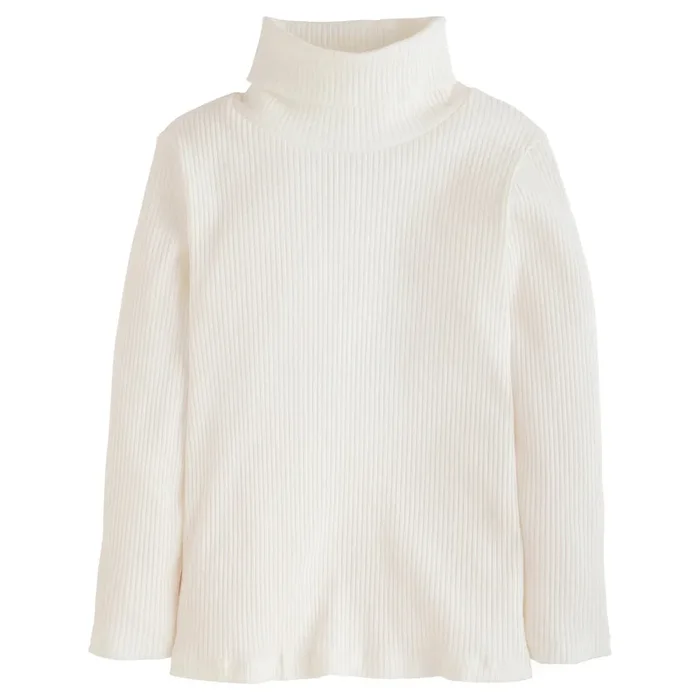 Little English Solid Ribbed Turtleneck in Ivory