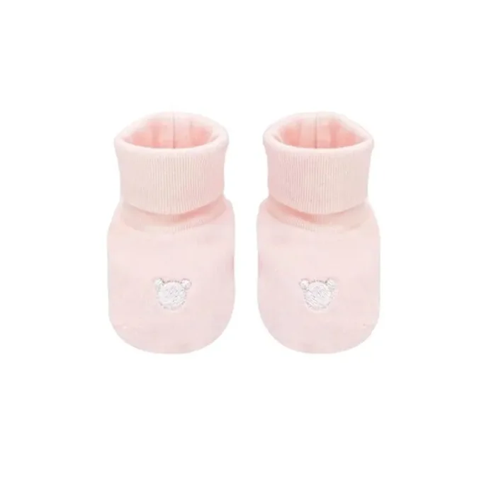Logo Velvet Booties, Pink. Newborn