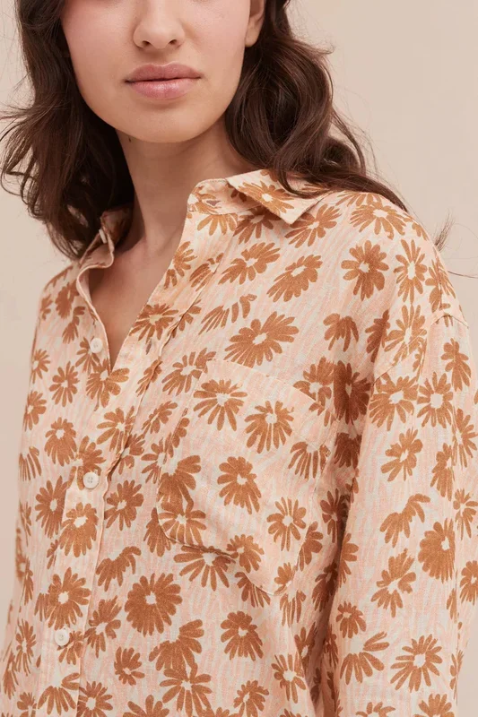 Long Lounge Top- Chamomile Gold/Brown