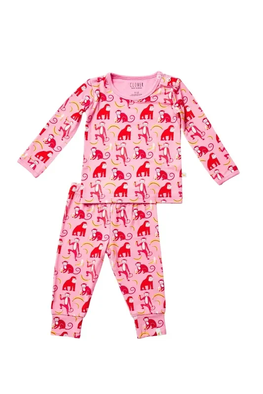Long Sleeve Pajama Set – Monkeying Around Pink