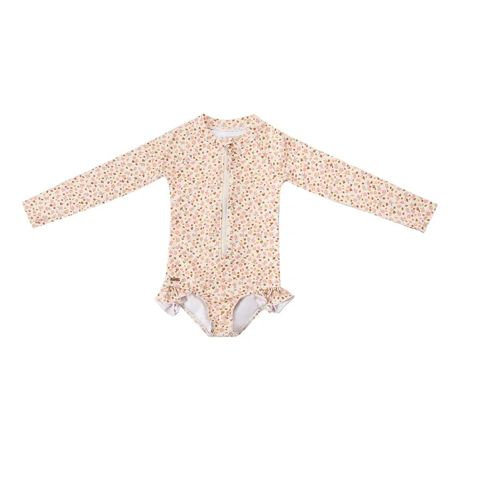 Long Sleeve Rashguard Ruffle Swimsuit | Upf + Recycled – Sunset Meadow