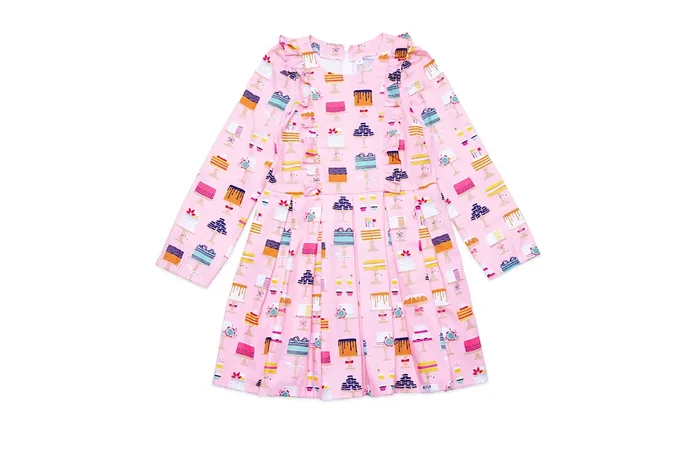 Long Sleeve Ruffle Dress In Cakes