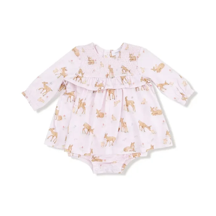 Long Sleeve Smocked Ruffle Bubble With Skirt