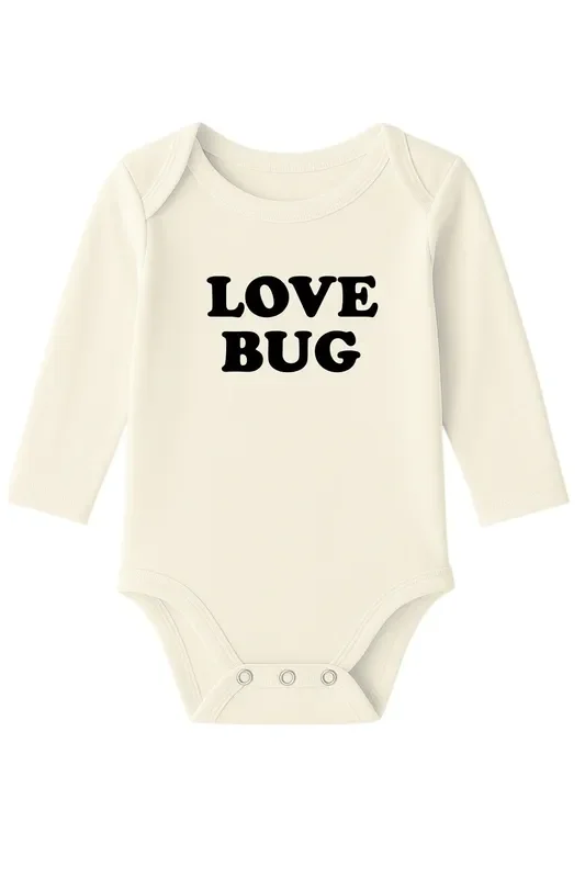 Love Bug Organic Cotton Baby Bodysuit Long Sleeve