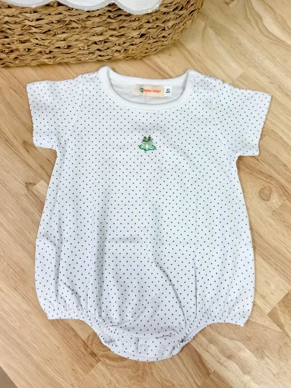 Luigi Kids White Chambray Dot Frog Bubble
