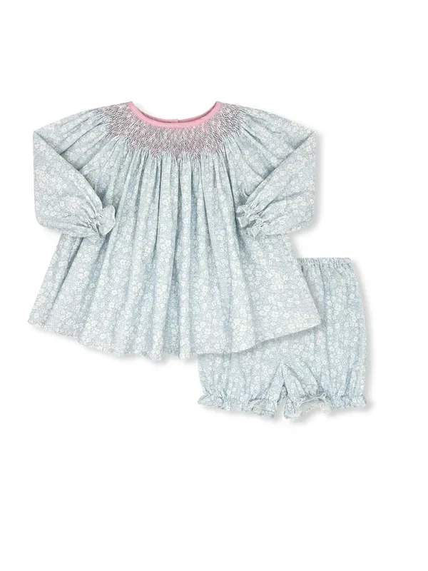 Lullaby Set Betsy Bloomer Set Long Sleeve Snow Kissed Floral Princeton Pink Corduroy
