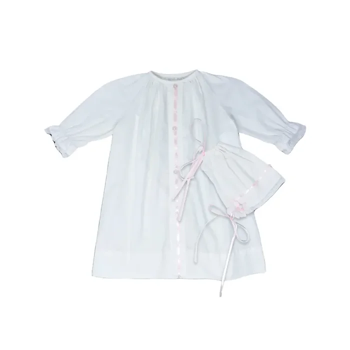 Lullaby Set Classic White & Pink Ribbon Gown Set
