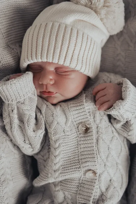 Luna + Luca Pom Beanie – Cream