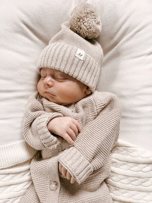 Luna + Luca Pom Beanie – Heather Beige