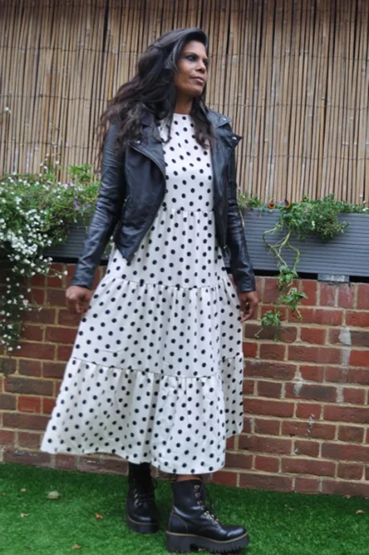 Lyla and Leche Cream Mono Spot Dress