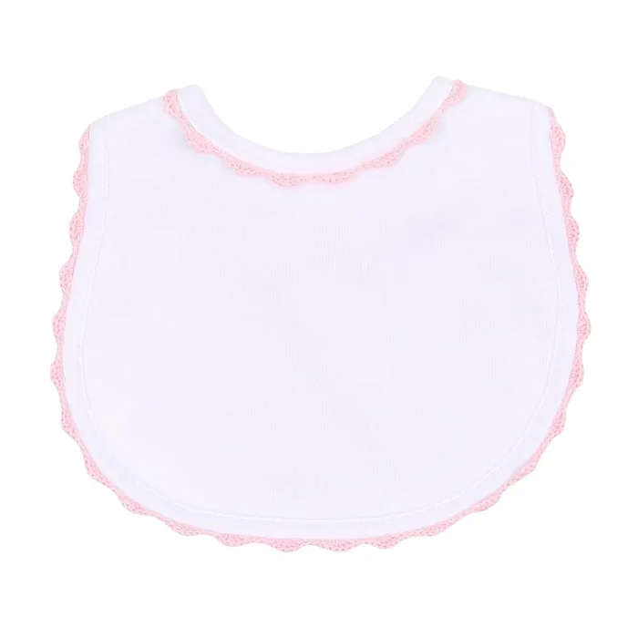 Magnolia Baby Baby Joy Crochet Trim Bib- Pink