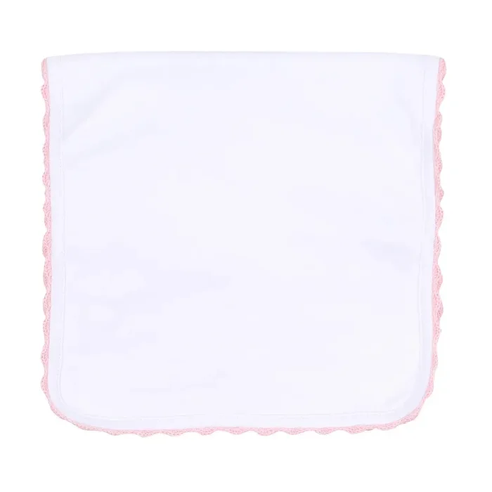 Magnolia Baby Baby Joy Crochet Trim Burp Cloth- Pink