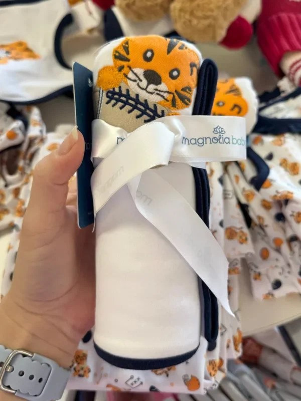 Magnolia Baby Tiger Pride Applique Receiving Blanket