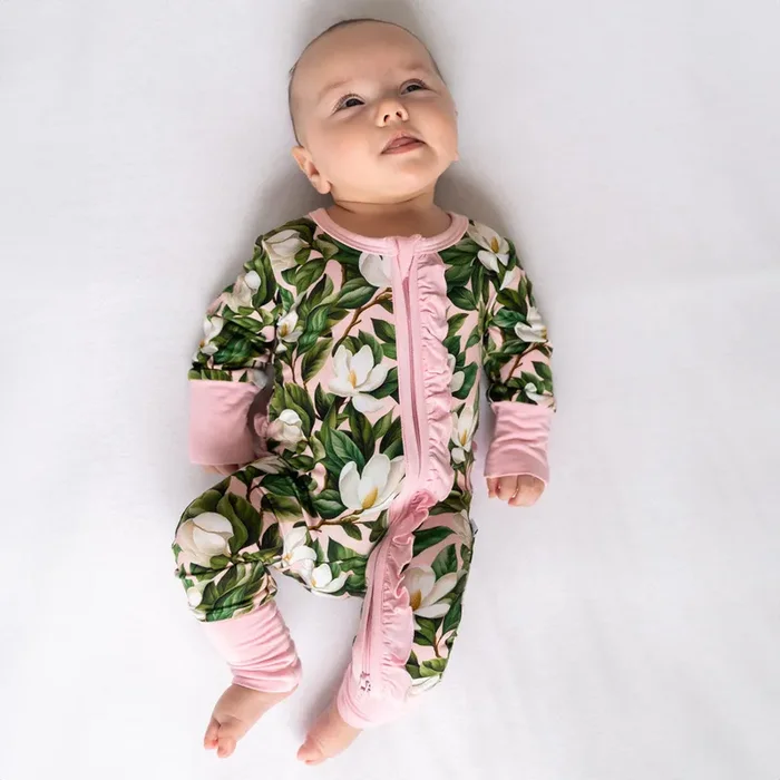 Magnolia Bamboo Ruffle Convertible Footie (2t-4t)
