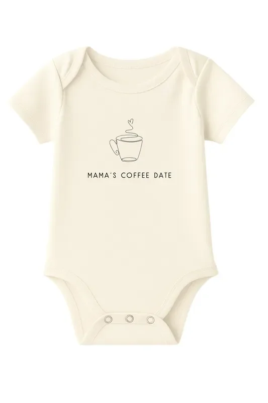 Mama’s Coffee Date Organic Cotton Baby Bodysuit Short Sleeve