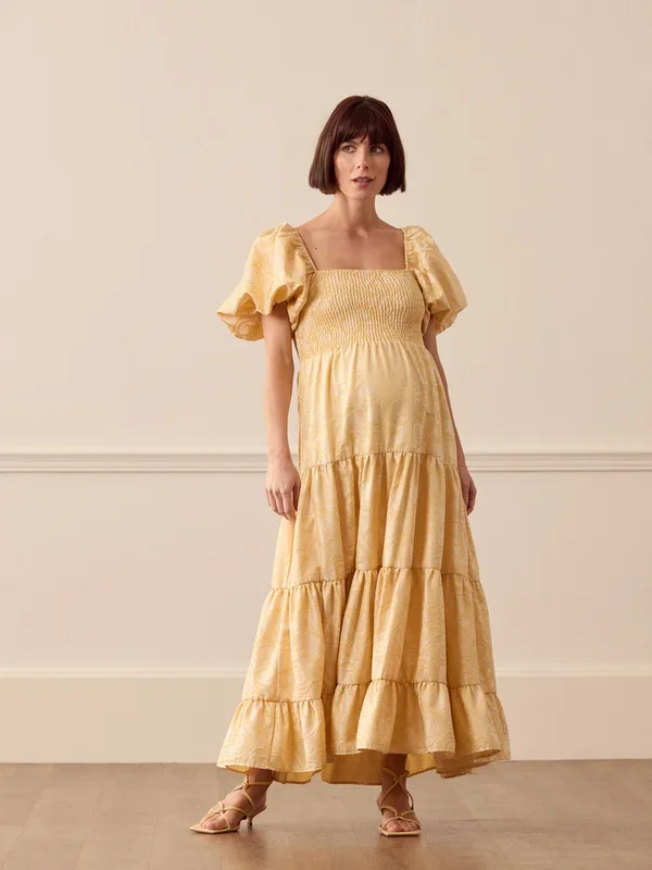 Marigold Jacquard Tiered Dress