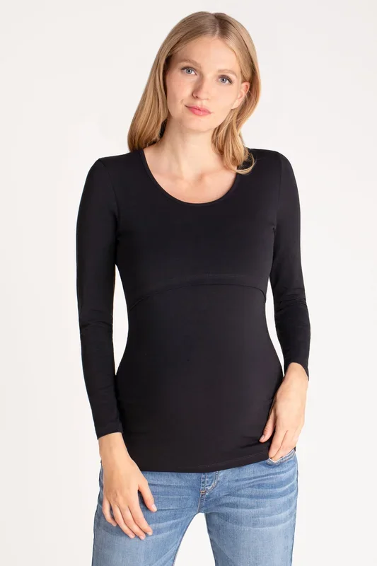 Maternity and nursing shirt made of organic cotton, black