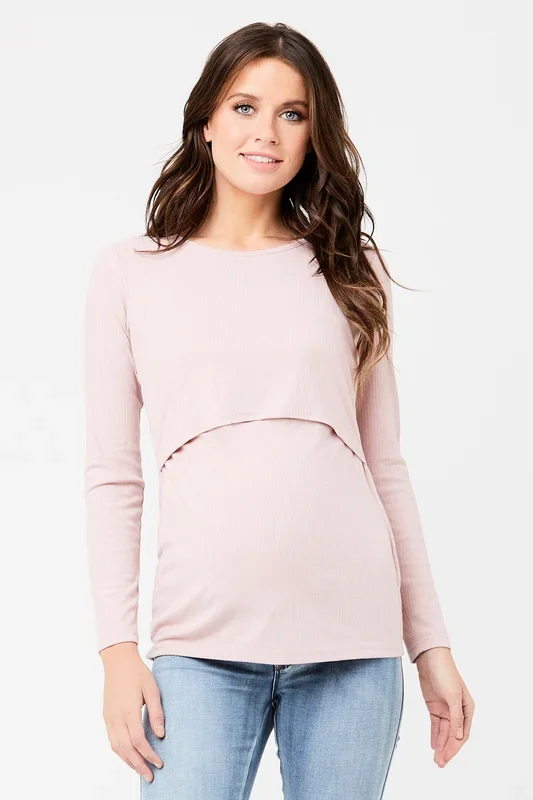 Maternity and nursing shirt with ribbed texture