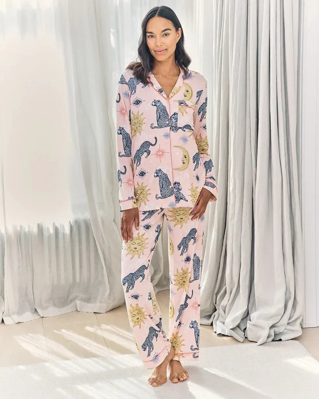 Maternity Celestial Leopard Print Long Pyjama Set