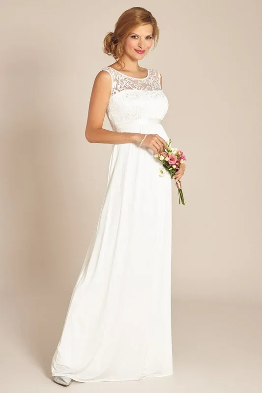 Maternity wedding dress with back cutout, long