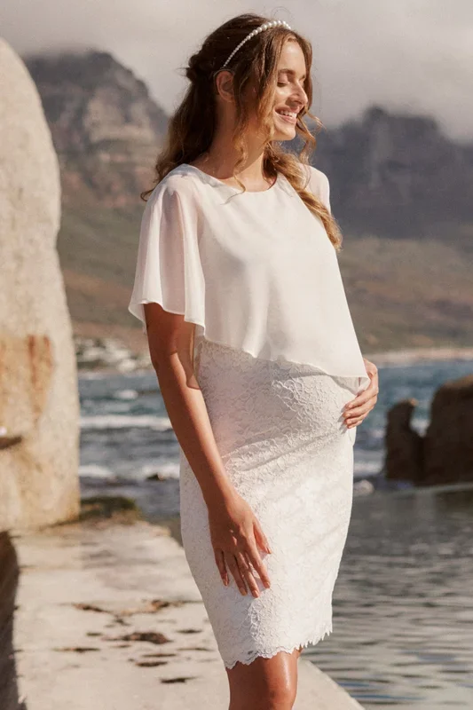 Maternity wedding dress with cape