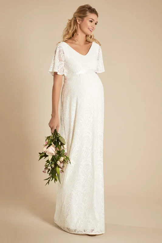 Maternity wedding dress with kimono sleeves