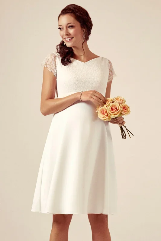 Maternity wedding dress with lace top
