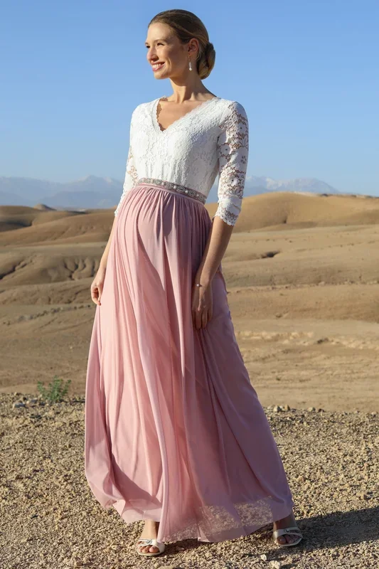 Maxi maternity tulle bridal skirt, rose