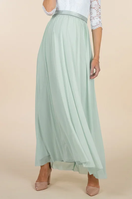 Maxi maternity wedding skirt in mint tulle