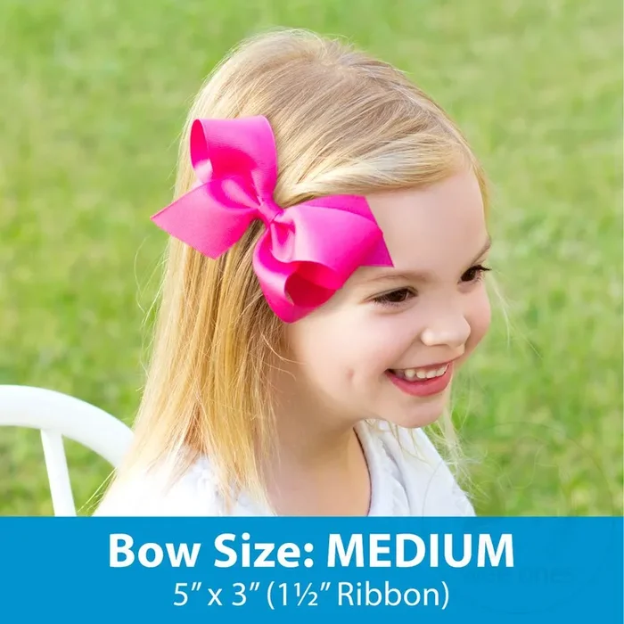 Medium Grosgrain Hair Bow with Scalloped Edge- Celery