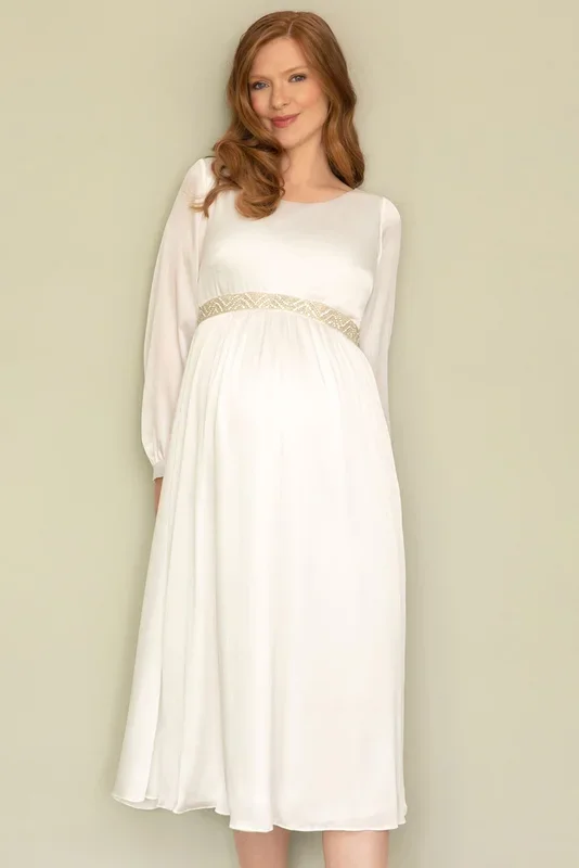Midi satin maternity wedding dress