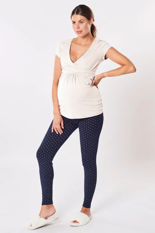Modal maternity and nursing pajamas, two-piece set, navy
