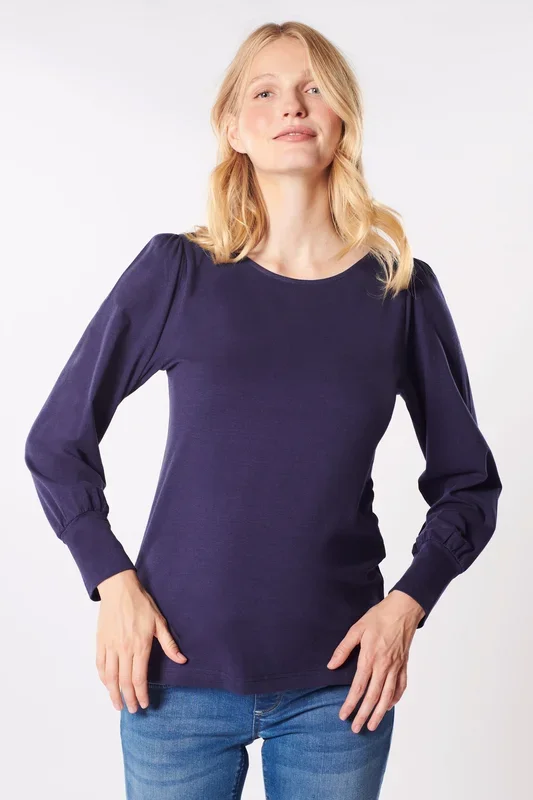 Modal Rundhals Umstandsshirt navy