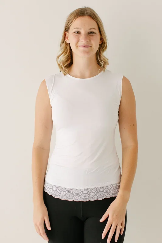 Modest Lace Trimmed Layering Tank Top