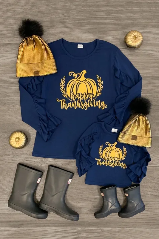 Mom & Me – “Happy Thanksgiving ” Ruffle Sleeve Top