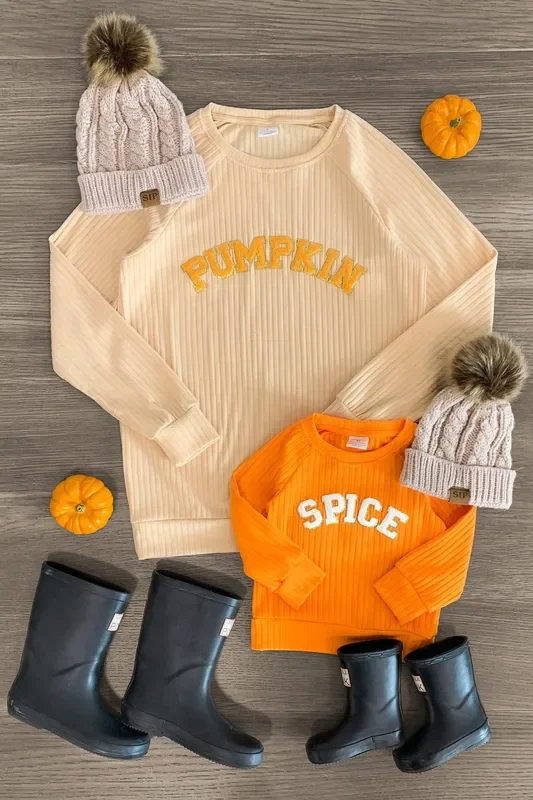 Mom & Me – “Pumpkin & Spice ” Chenille Patch Top