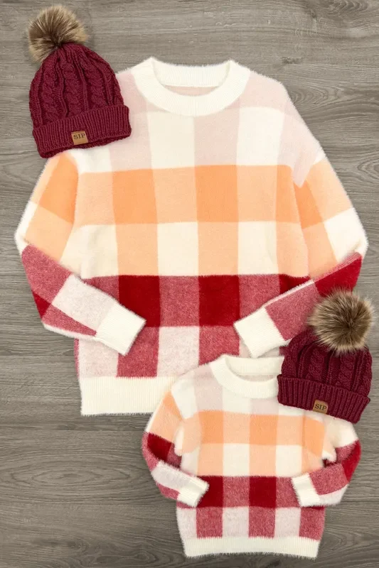 Mom & Me – Cozy Checkered Sweater