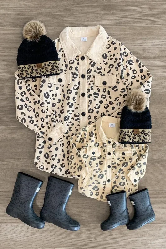 Mom & Me – Cream Leopard Corduroy Shacket