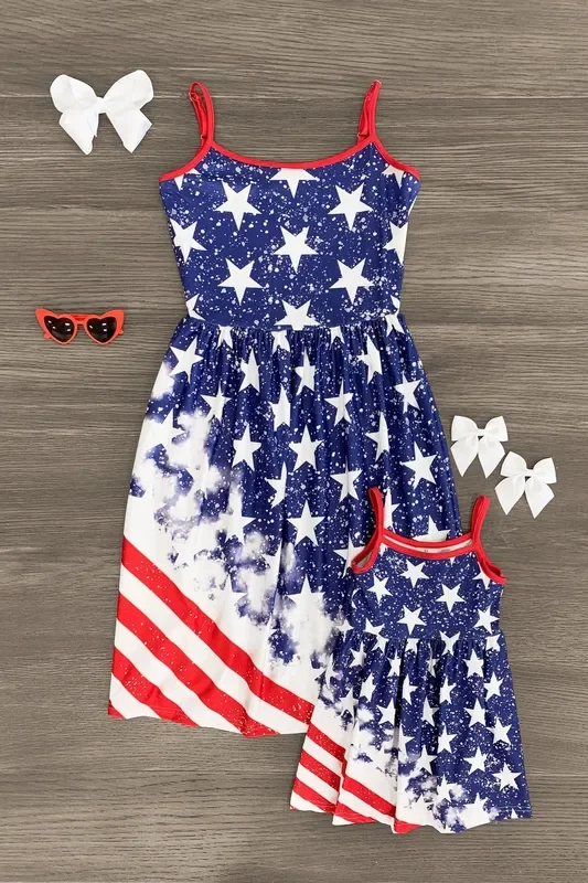 Mom & Me – Patriotic American Flag Tank Dress