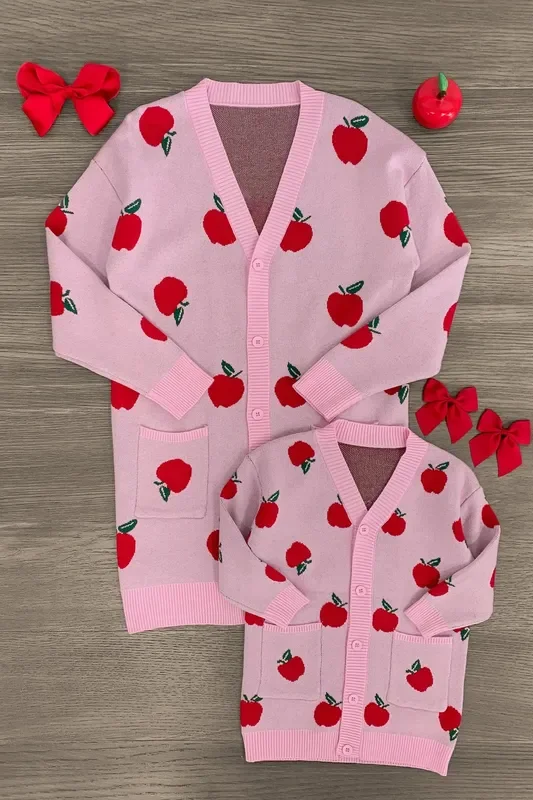 Mom & Me – Pink Apple Cardigan