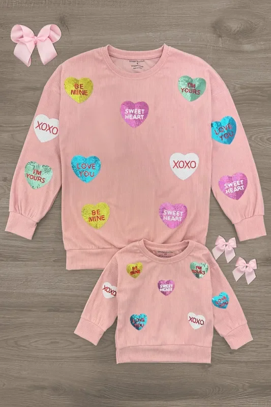 Mom & Me – Pink Corduroy Sequin Heart Top