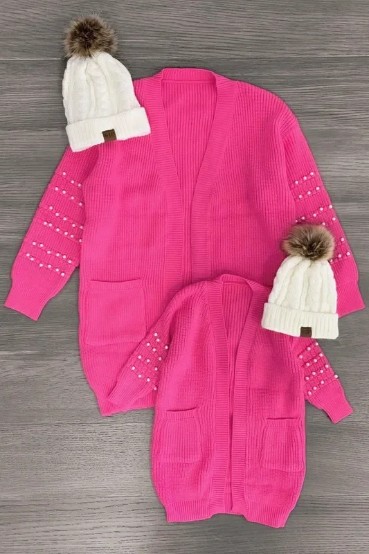 Mom & Me – Pink Pearl Cardigan Sweater