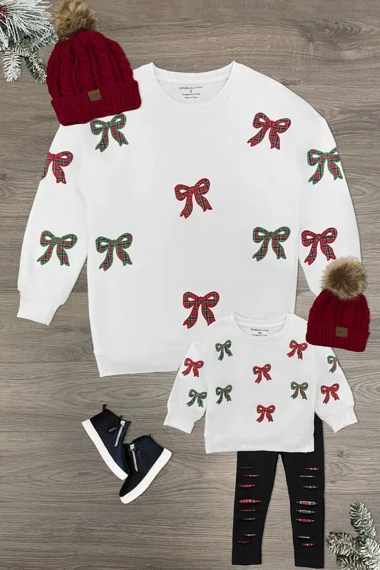 Mom & Me – Plaid Bows Top & Legging Set