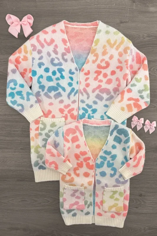 Mom & Me – Rainbow Cheetah Print Cardigan