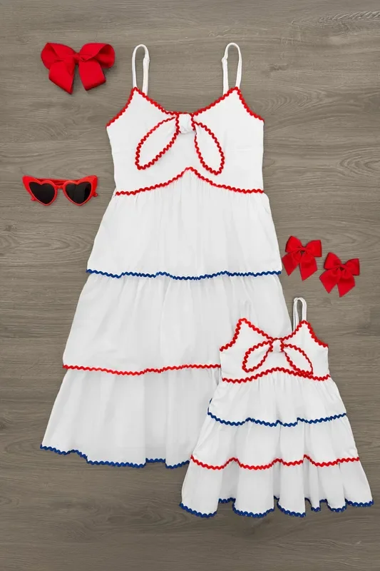 Mom & Me – Red White & Blue Tank Ruffle Dress